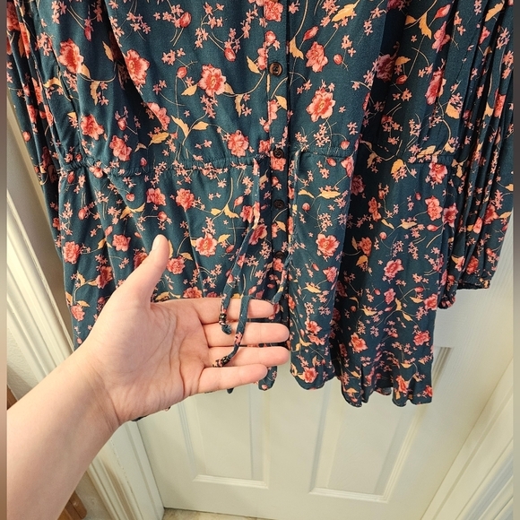 Free People Womens Small Dress Flower Field Oversized Floral Long Sleeve - Picture 8 of 9